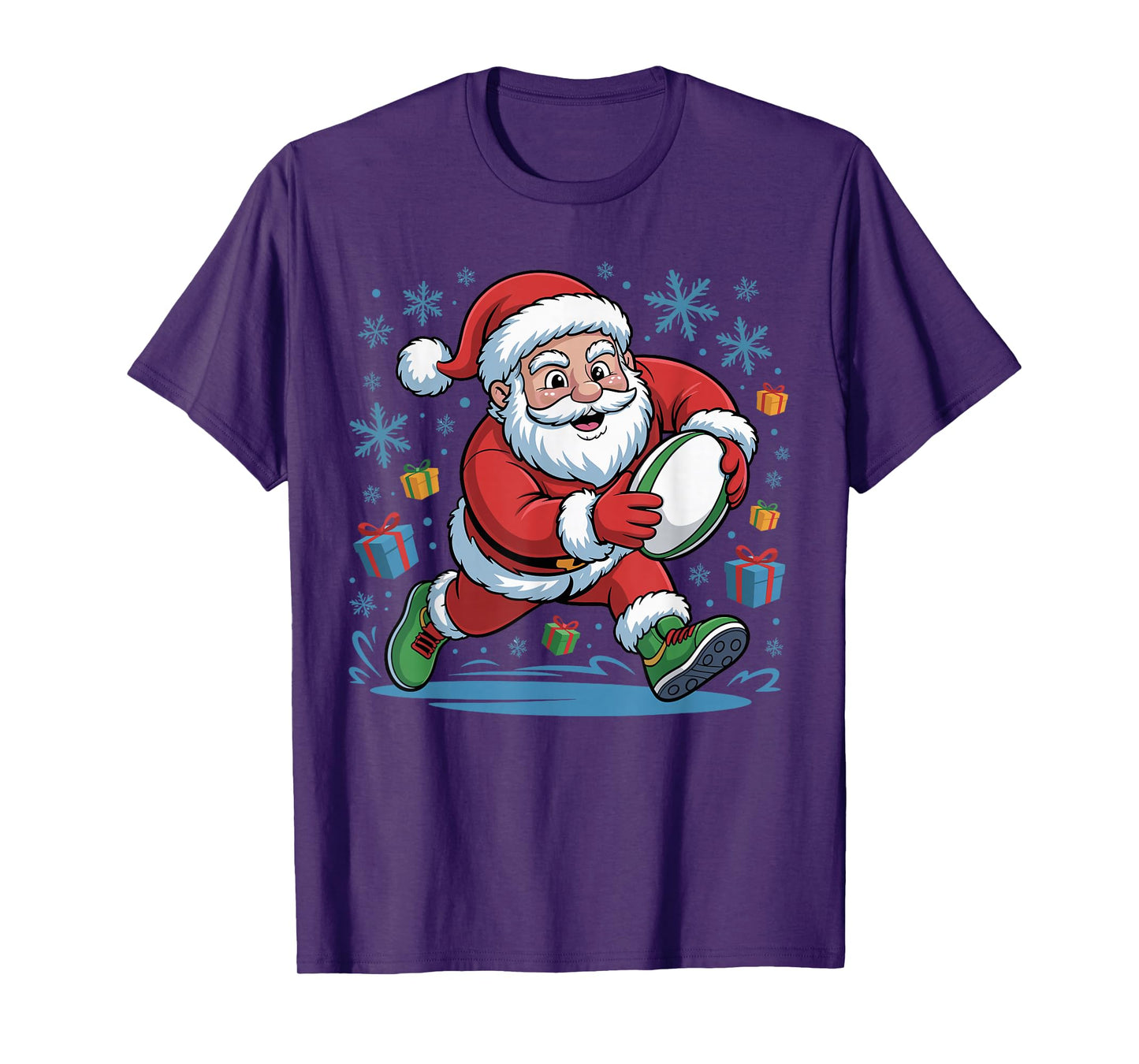 Funny Santa Playing Rugby Holiday Christmas Xmas Pajama T-Shirt