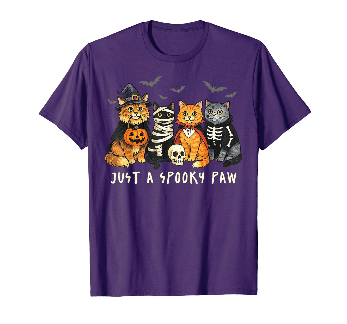 Just A Spooky Paw Funny Cat Witch Halloween Cat Lovers T-Shirt