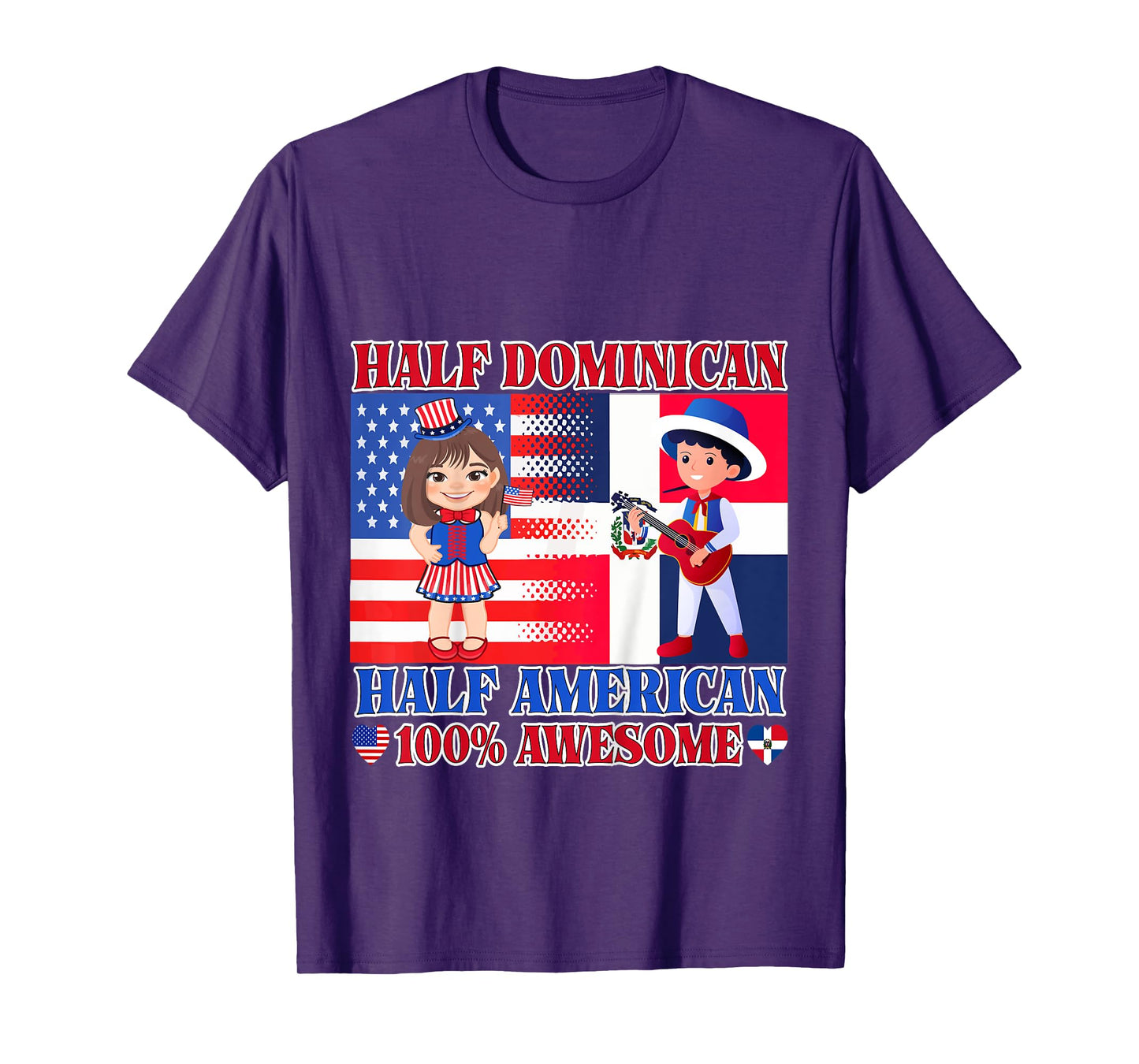 Kids Half American Half Dominican Republic USA Flag Toddler Girls T-Shirt