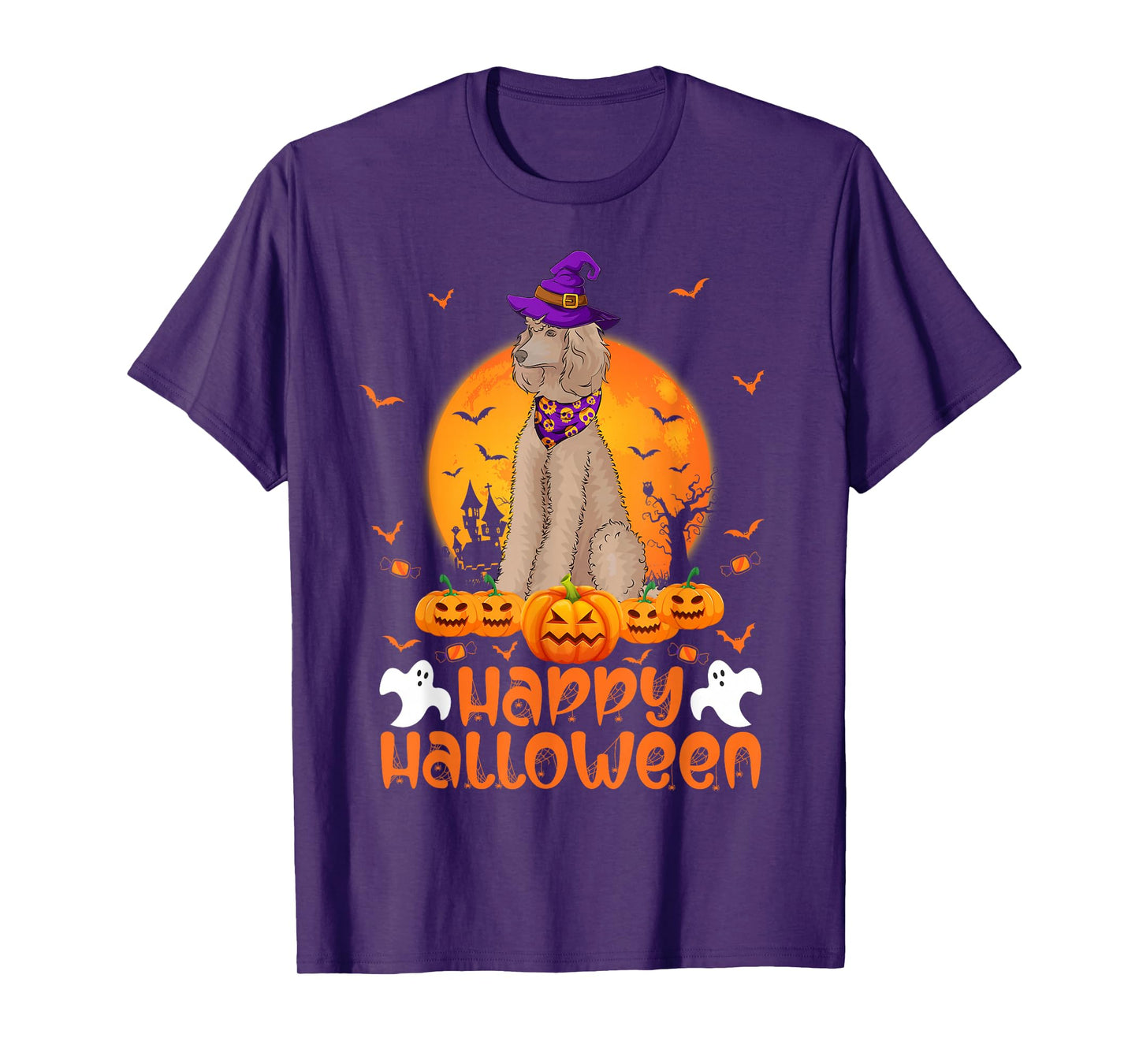 Funny Halloween Toy Poodle Dog Witch Pumpkin Vintage Costume T-Shirt