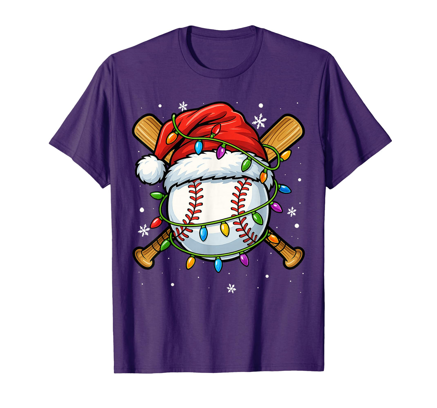 Christmas Baseball Design Santa Hat Sports Xmas Boys Men T-Shirt