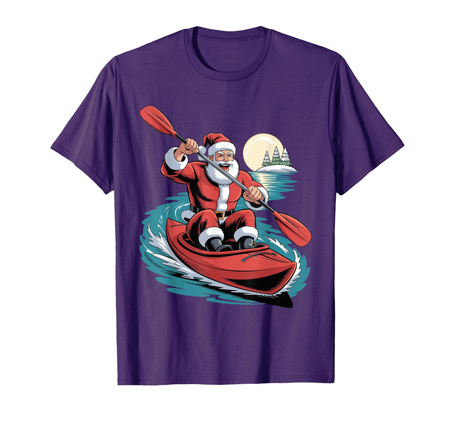 Santa Kayaking Lover Funny Holiday Christmas Xmas Pajama T-Shirt