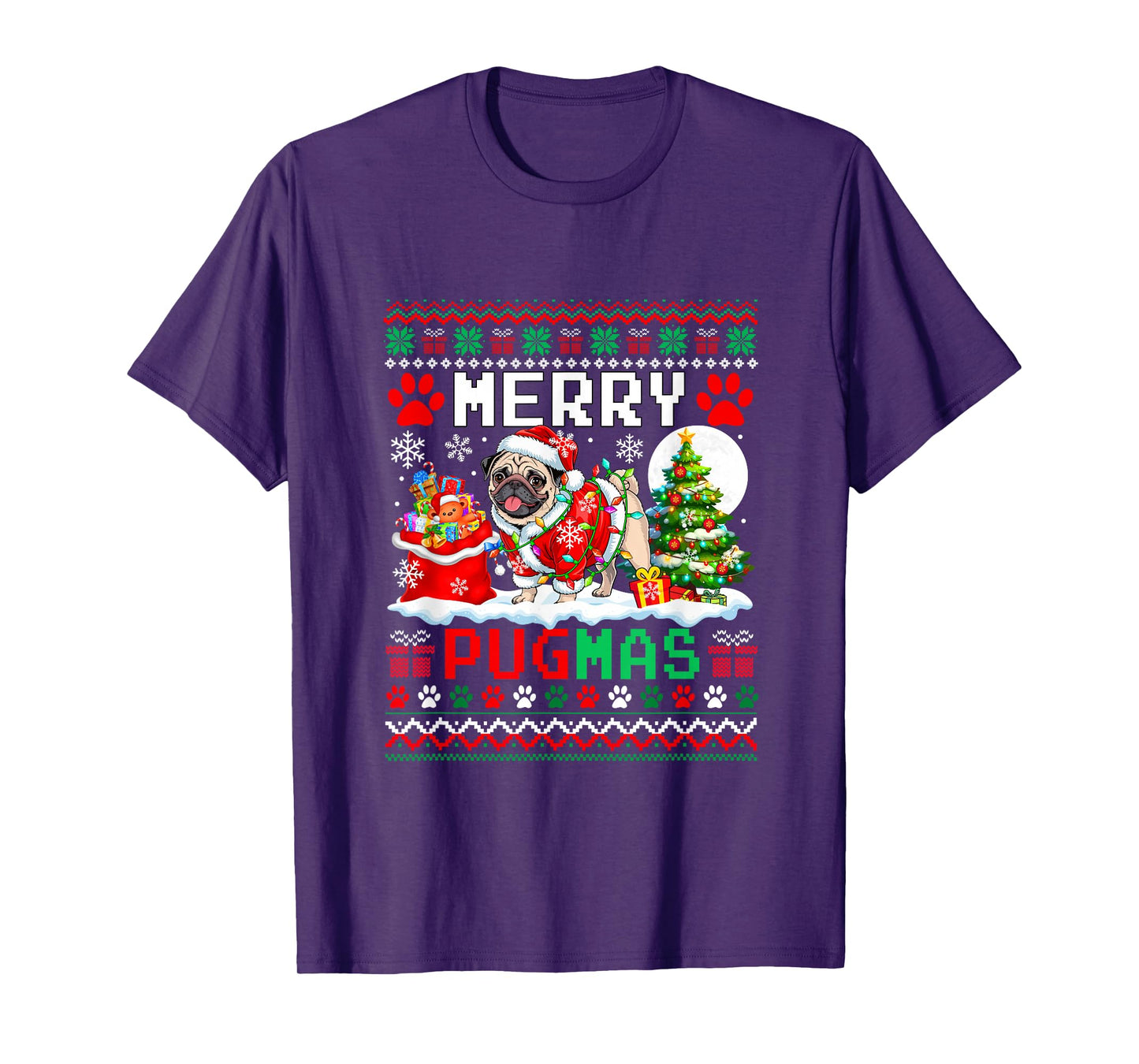 Merry Pugmas Christmas Sweater Santa Pug Funny Owner T-Shirt