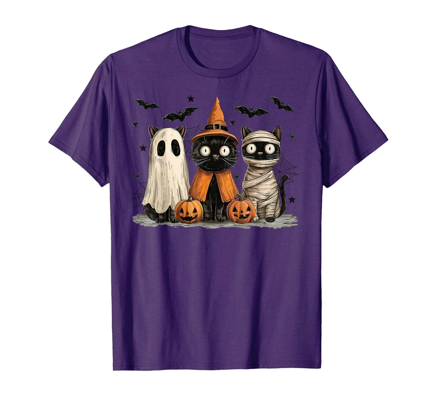Halloween Black Cats Ghost Witch Mummy Pumpkin Scary Cat T-Shirt