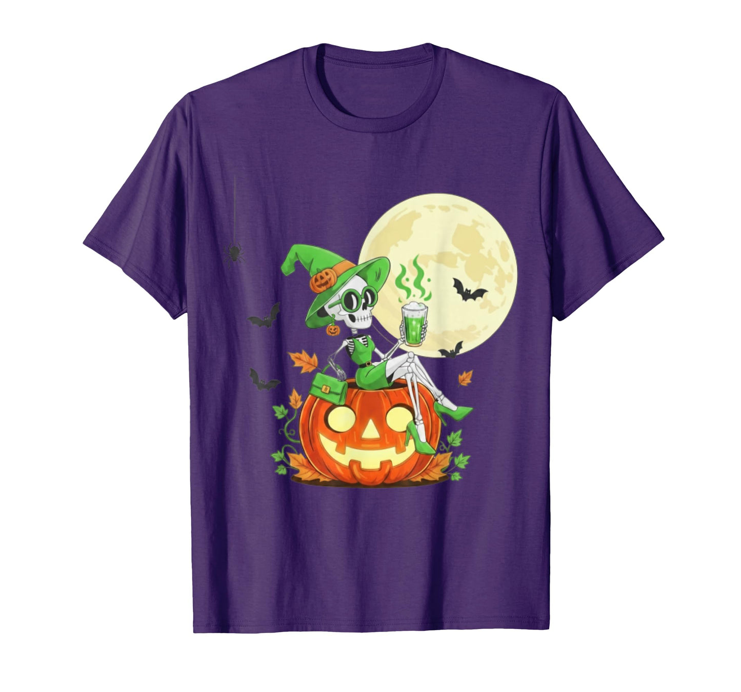 Spooky Chic Skeleton Witch Halloween Matcha Lover for Women T-Shirt