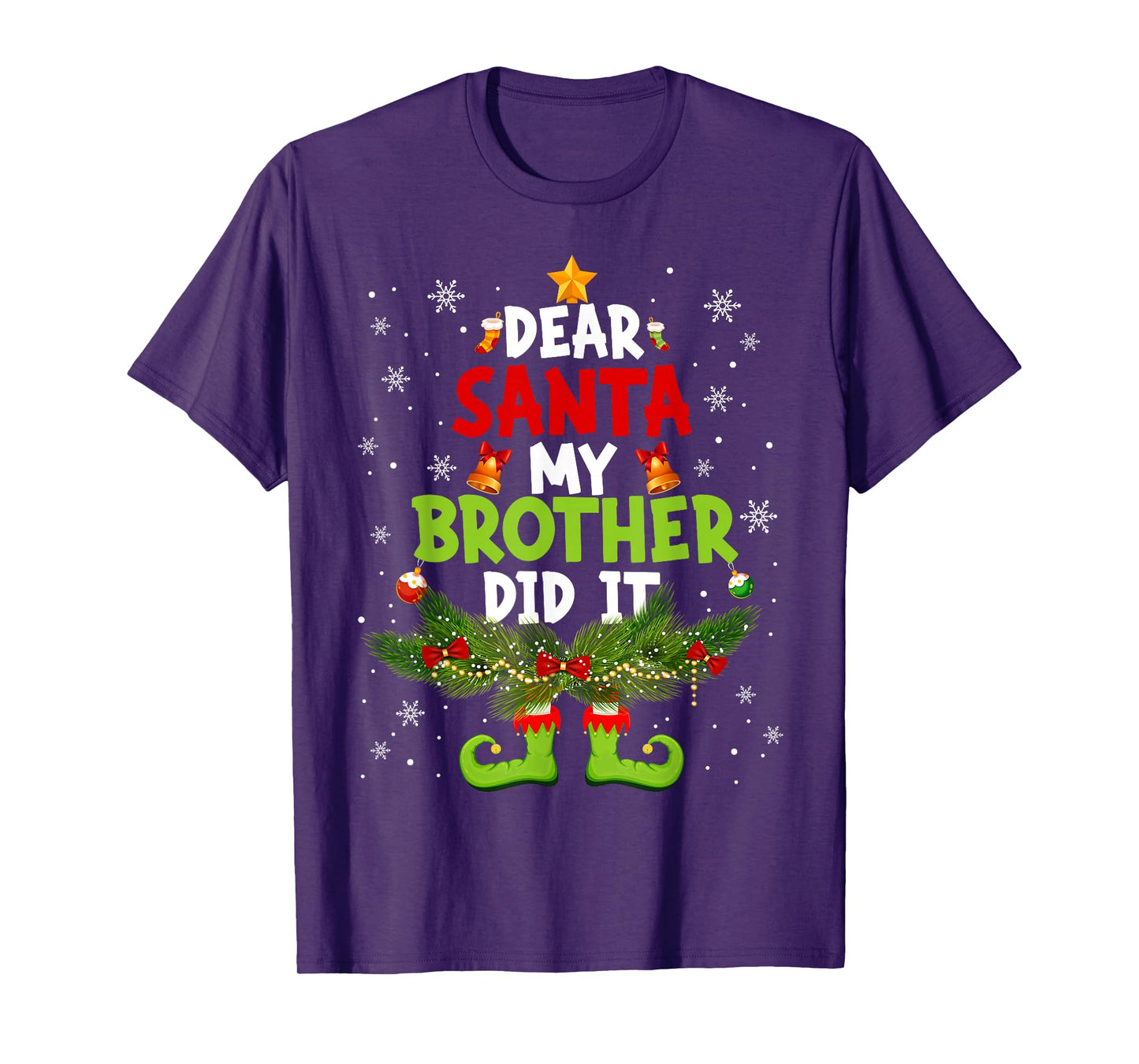 Dear Santa My Brother Did It Pajamas Christmas Xmas Men Wome T-Shirt