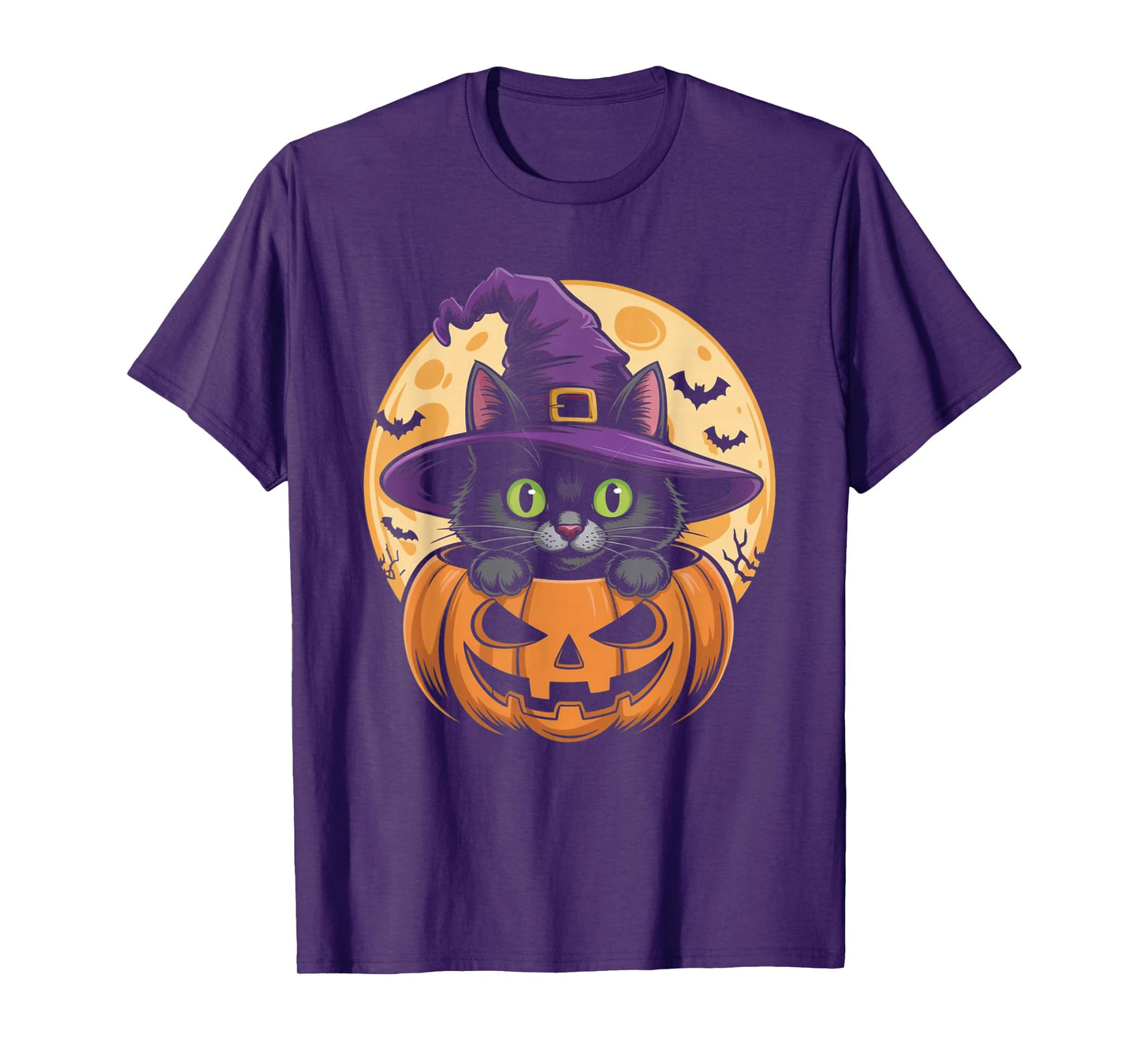 Cat Halloween Pumpkin Black Cat Scarry Spooky Gifts Kids T-Shirt