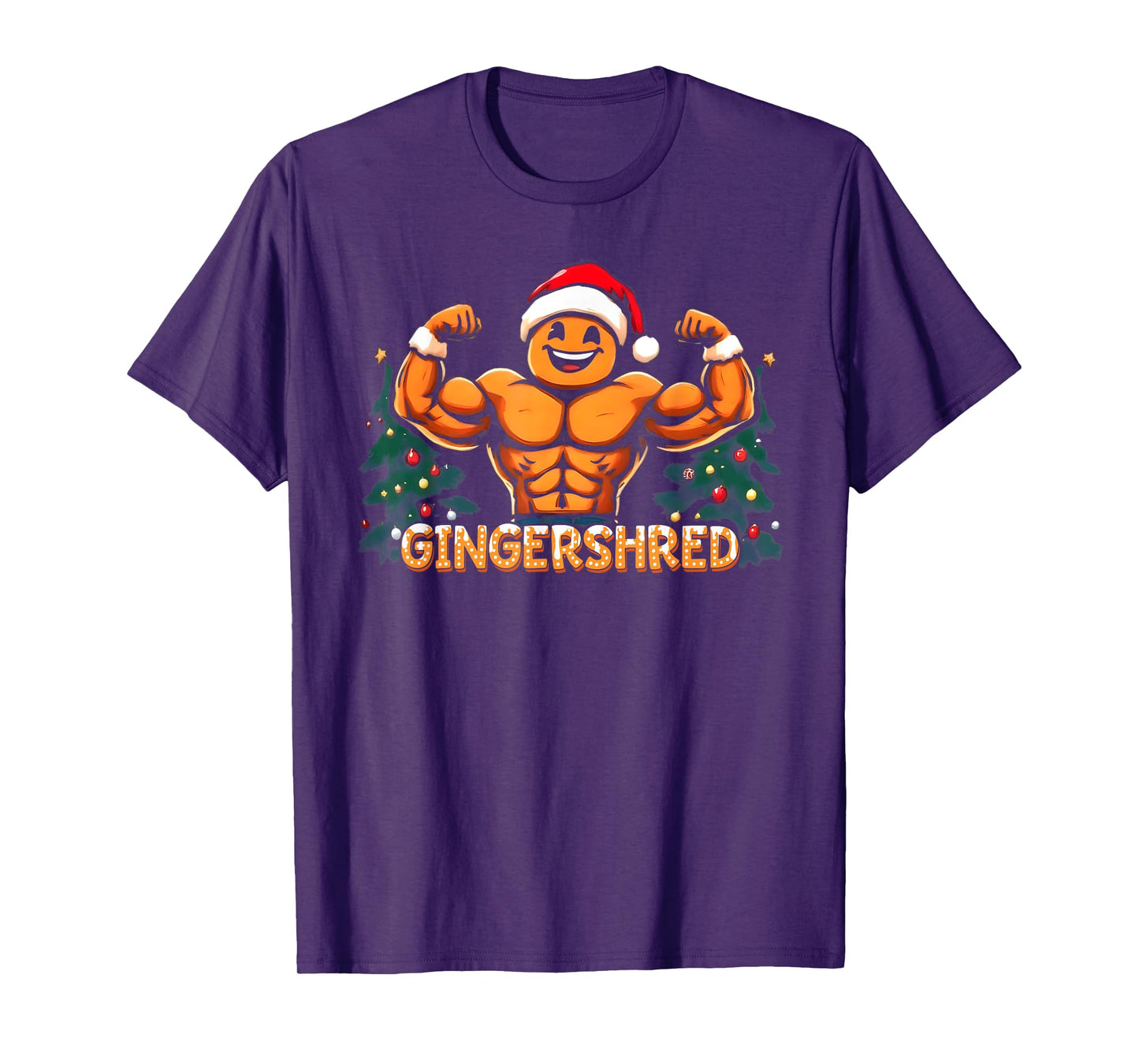 Gingershred Funny Gingerbread Man Gym Bodybuilding Christmas T-Shirt