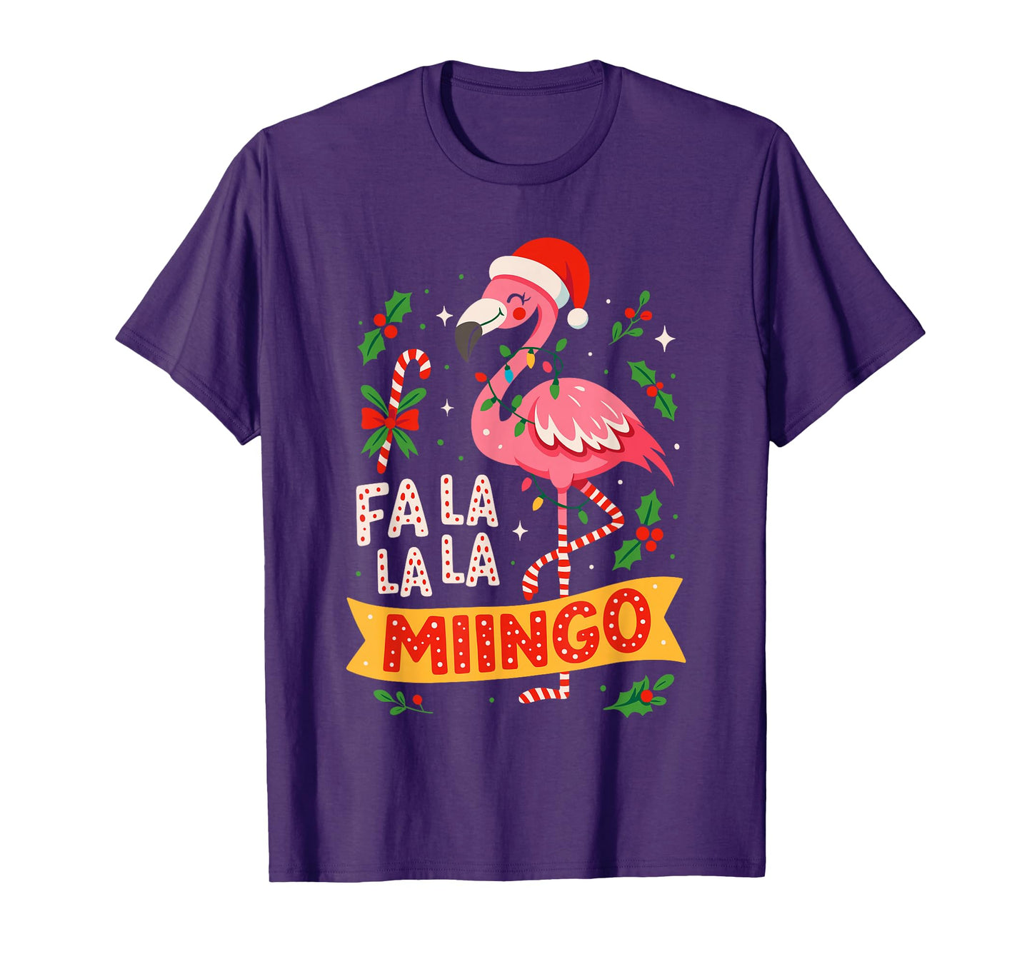 Flamingo Christmas Shirt for Women, Funny FA La La Mingo T-Shirt