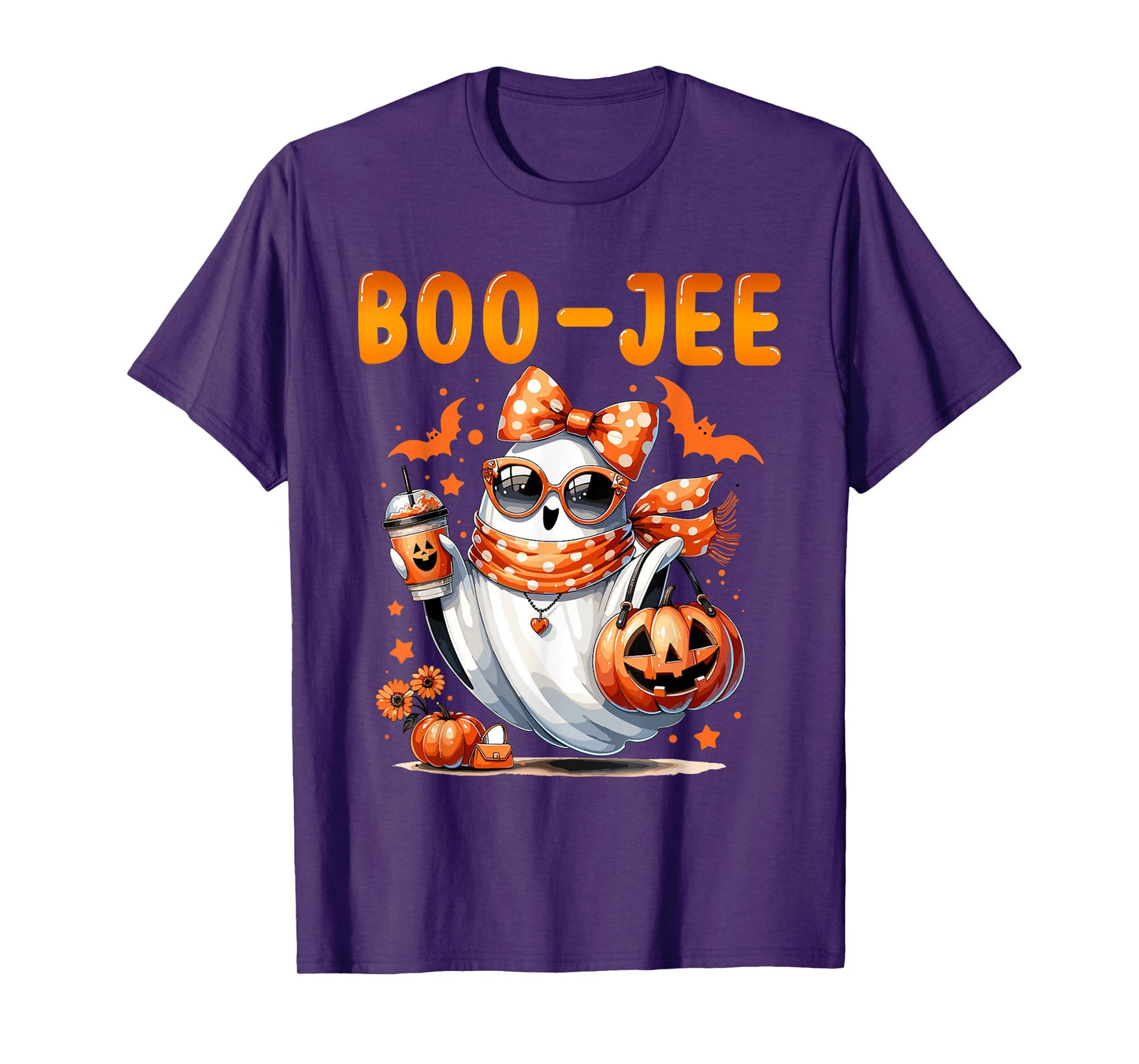 Coquette Leopard Ghost Coffee Boo-JEE Halloween Boujee Ghost T-Shirt