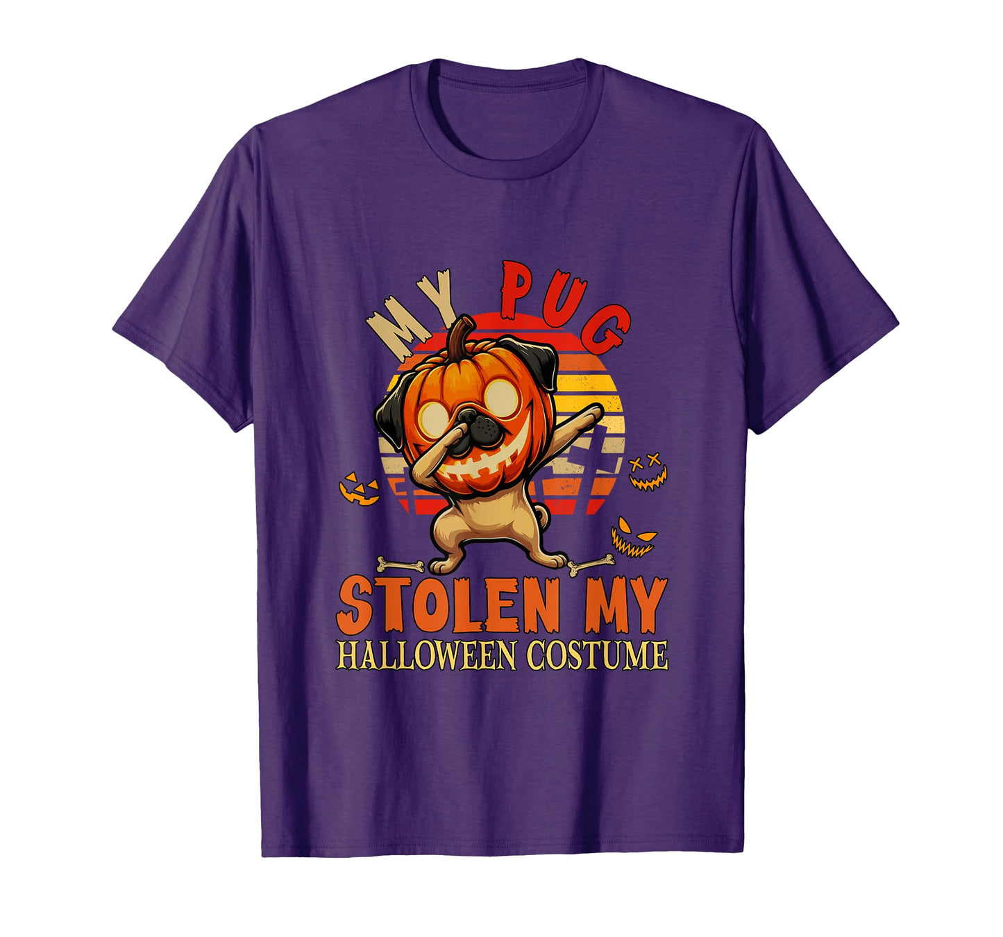 Pug Stolen My Halloween Costume Dog Carved Pumpkin T-Shirt