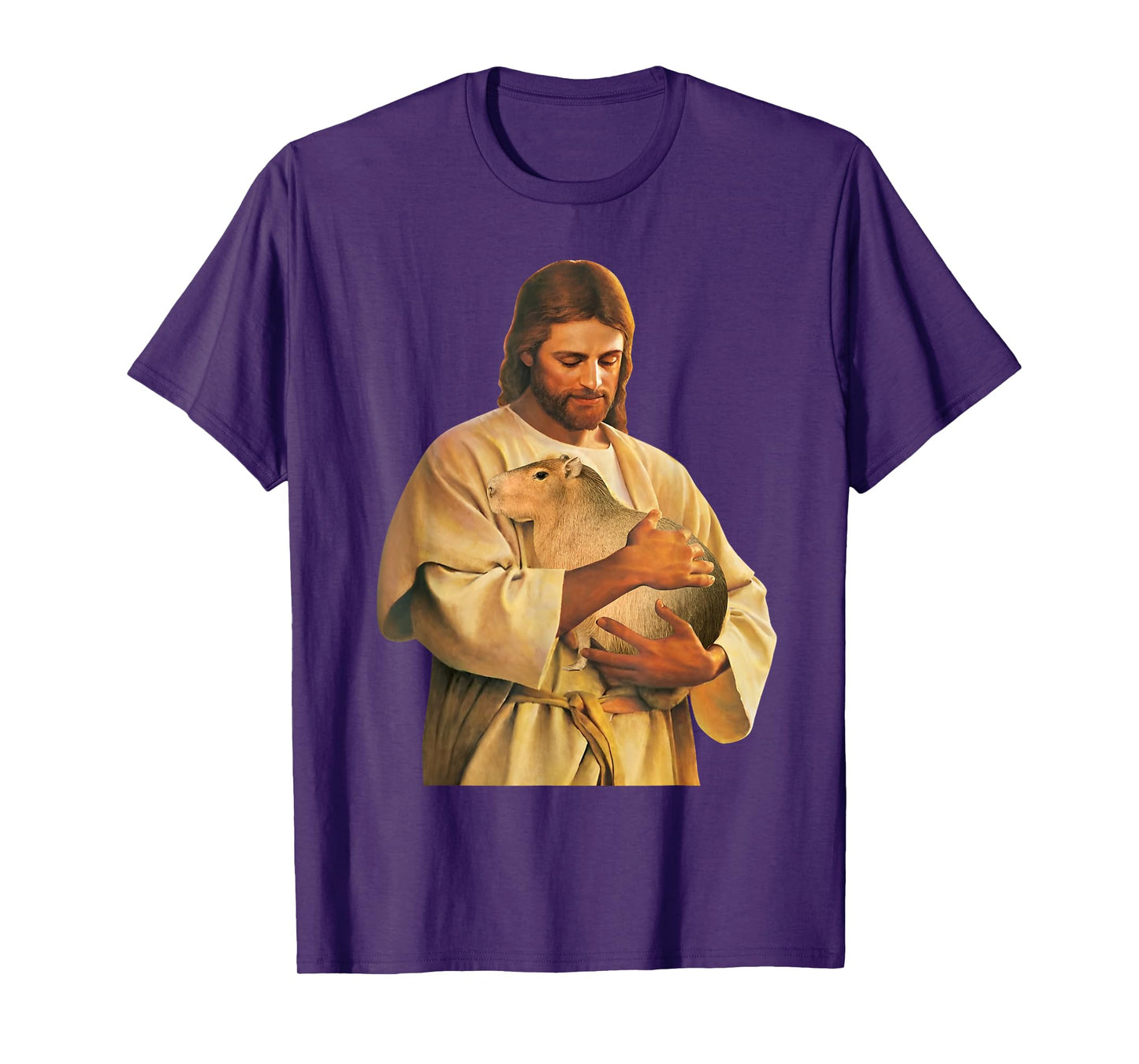 Funny Meme Capybara Lover Cute Jesus Holding Capybara Joke T-Shirt