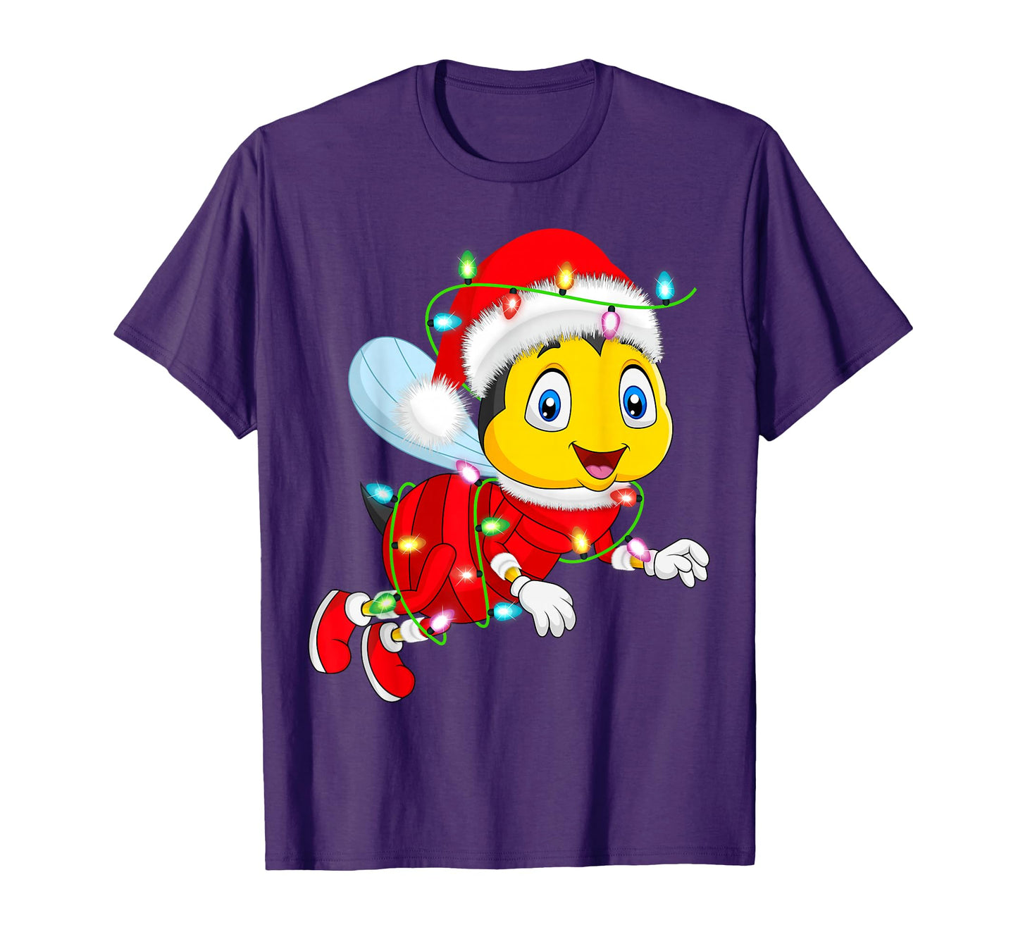 Honey Bees Christmas Lights Santa Costume Cute Animal Xmas T-Shirt