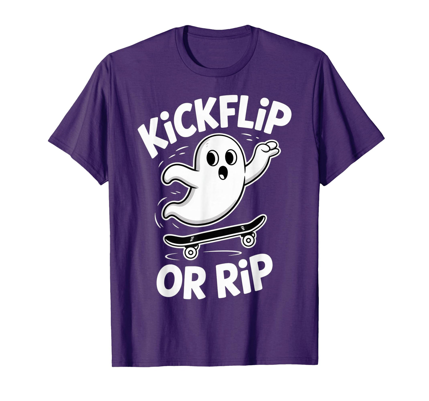 Funny Ghost On Skateboard Retro Halloween Costume Kids Boys T-Shirt
