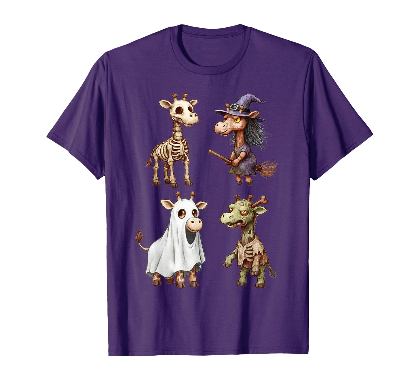 Giraffe Boo Zombie Witch Halloween Costume Women T-Shirt