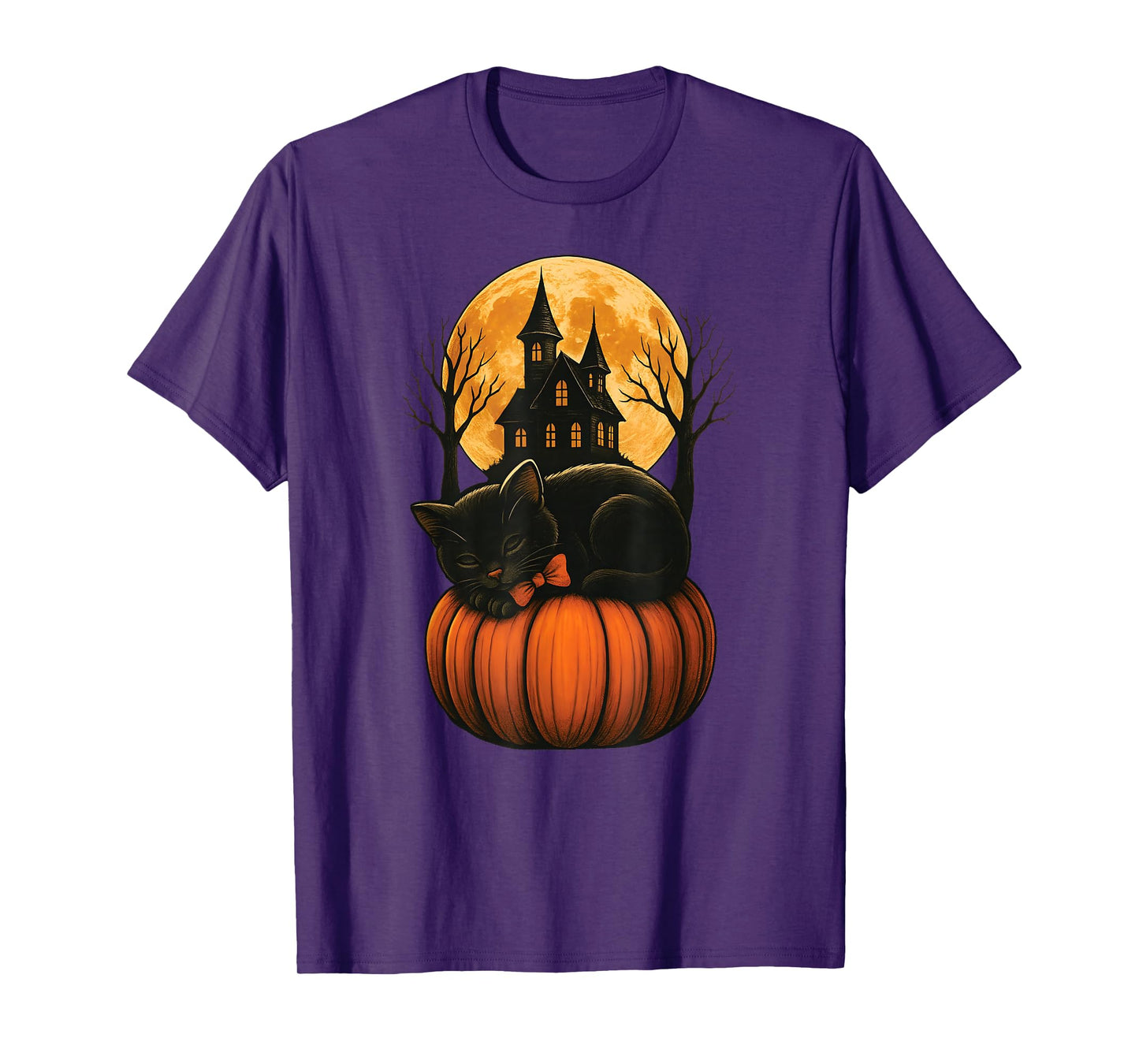 Cute Black Cat Pumpkin Witch Cat Autumn Fall Halloween Cat T-Shirt