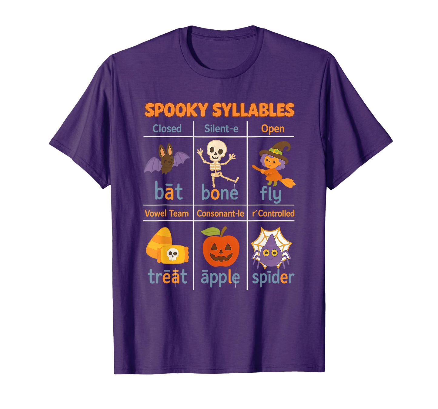 Spooky Syllables Teacher Funny Halloween Educational Kids T-Shirt