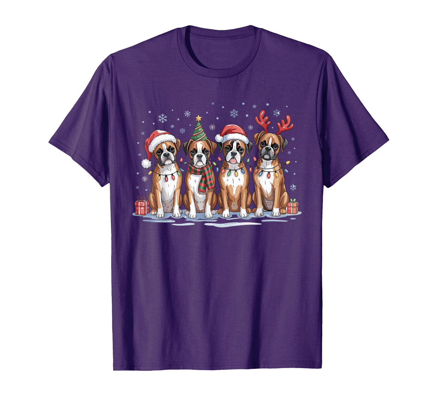 Cute Boxer Christmas Puppies Dog Lovers Funny Holiday Pajama T-Shirt