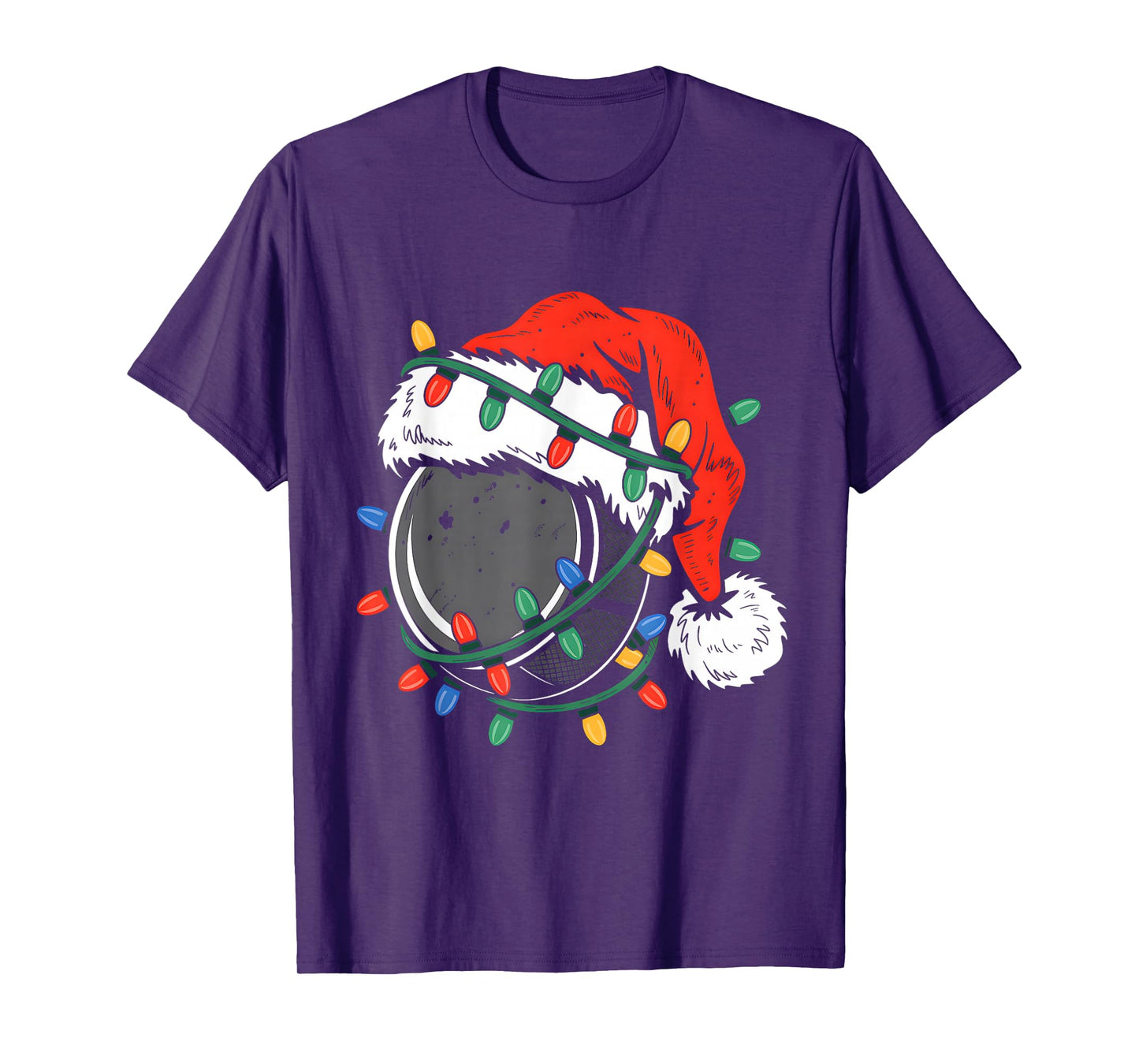 Hockey Santa Hat Xmas Funny Christmas Boys Men Hockey Lover T-Shirt