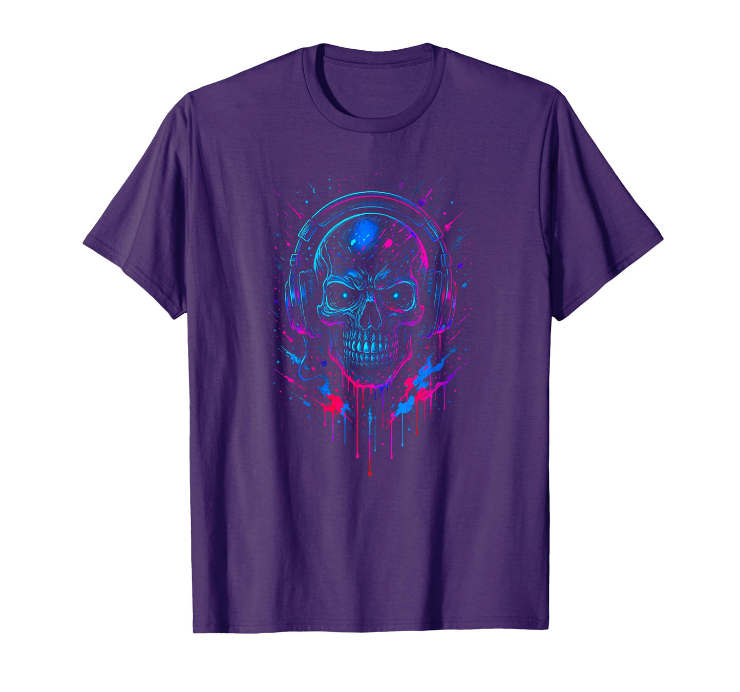 Skull DJ Headphones - Vaporwave Retro Halloween Skeleton Y2K T-Shirt
