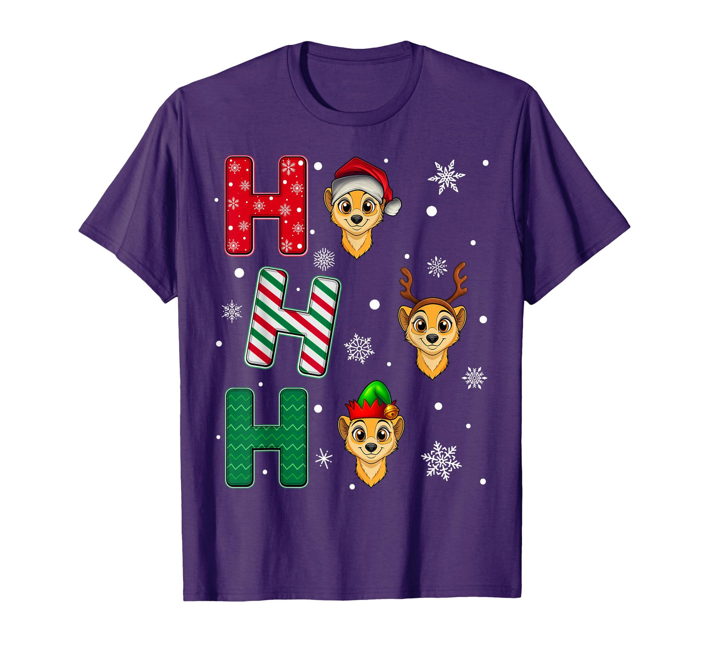 Ho Ho Ho Ferret Animal Matching Santa Elf Xmas T-Shirt