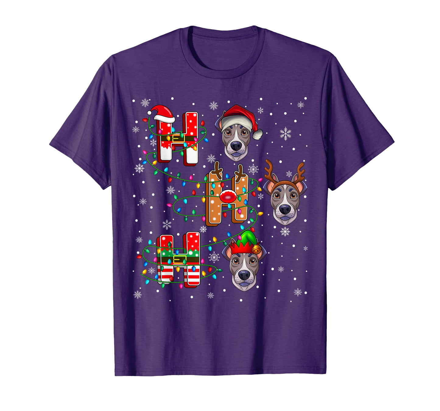 Ho Ho Ho Santa Reindeer Hat Elf Matching Great Dane Dog Xmas T-Shirt