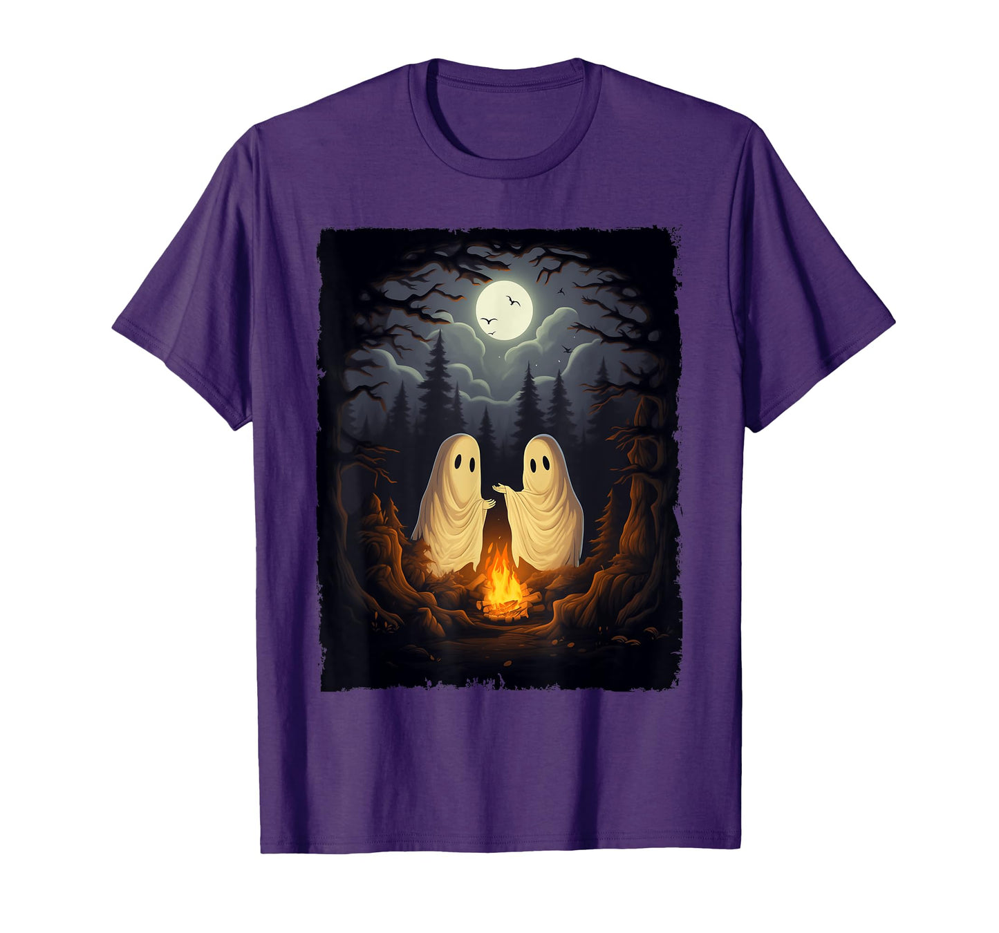 Vintage Ghost Camping Campfire Gothic Halloween Men Women T-Shirt