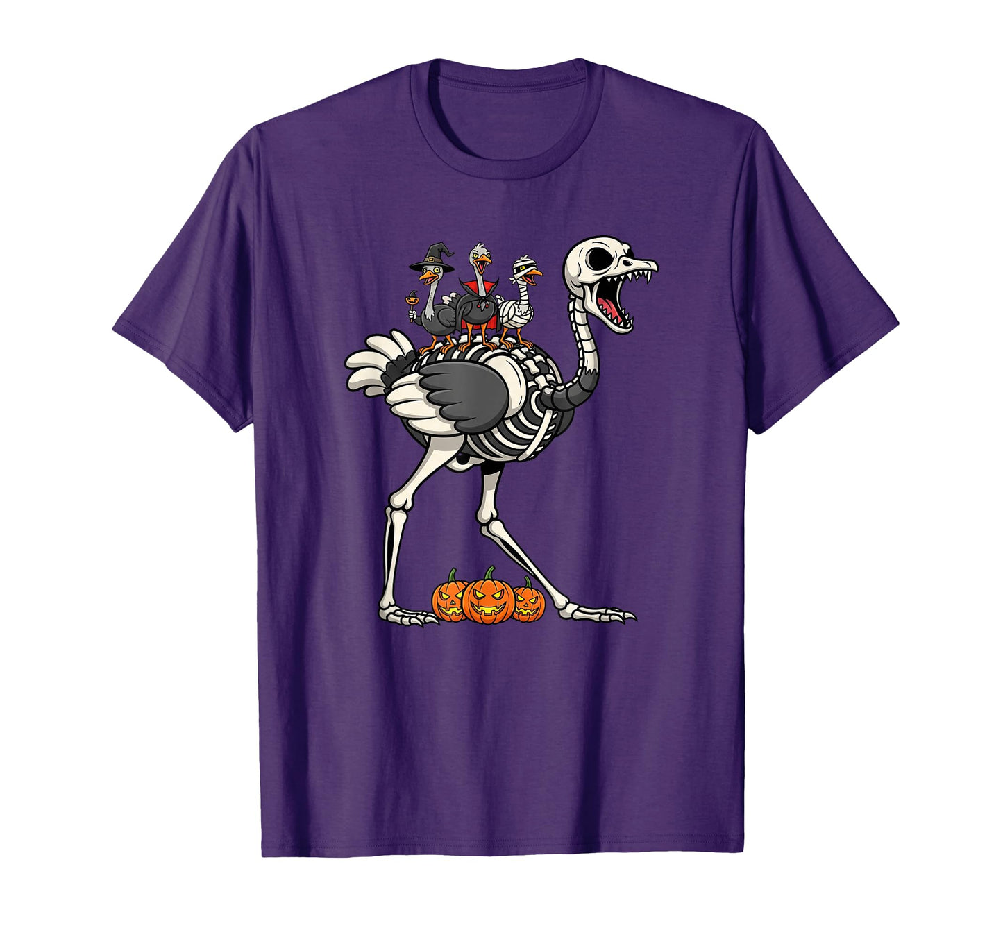 Ostrich Skeleton Mummy Witch Halloween Kids Mens Womens T-Shirt