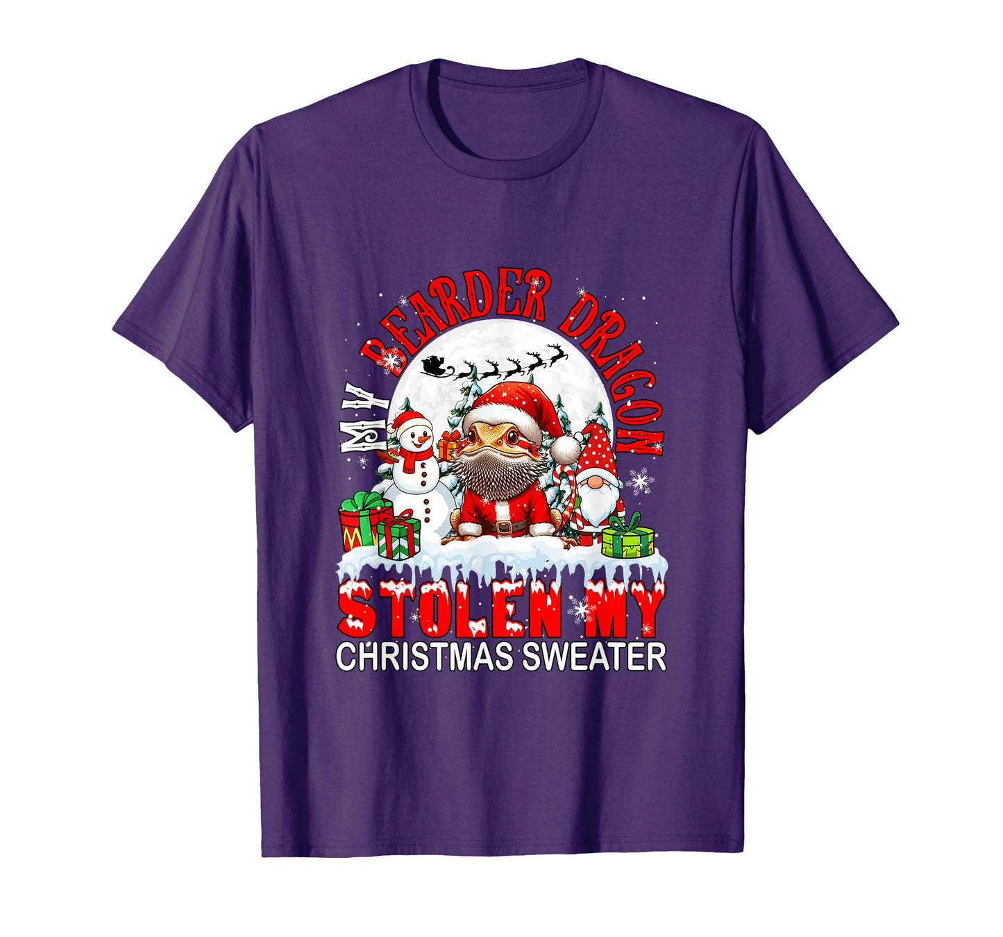 My Bearder Dragon Stolen My Christmas Sweater Santa Dog T-Shirt