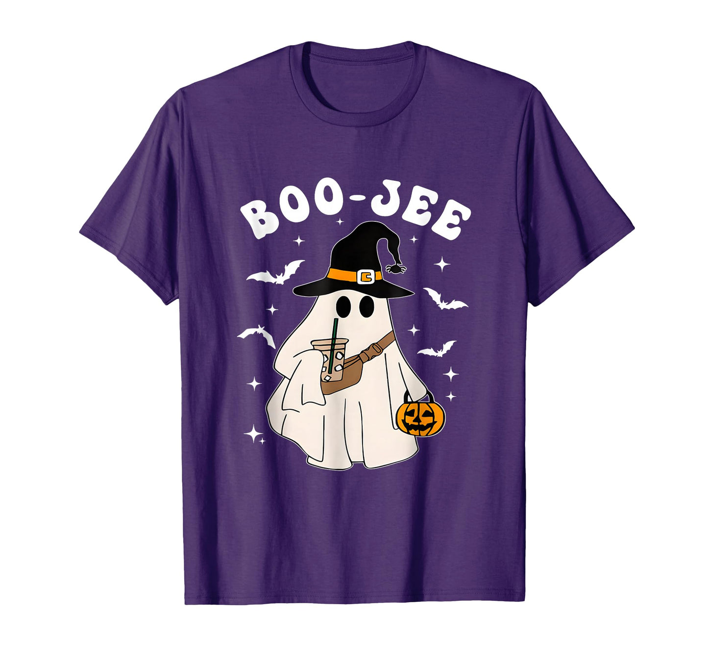 Cute Ghost Halloween Costume Coffee Witch Hat Boujee Boo JEE T-Shirt