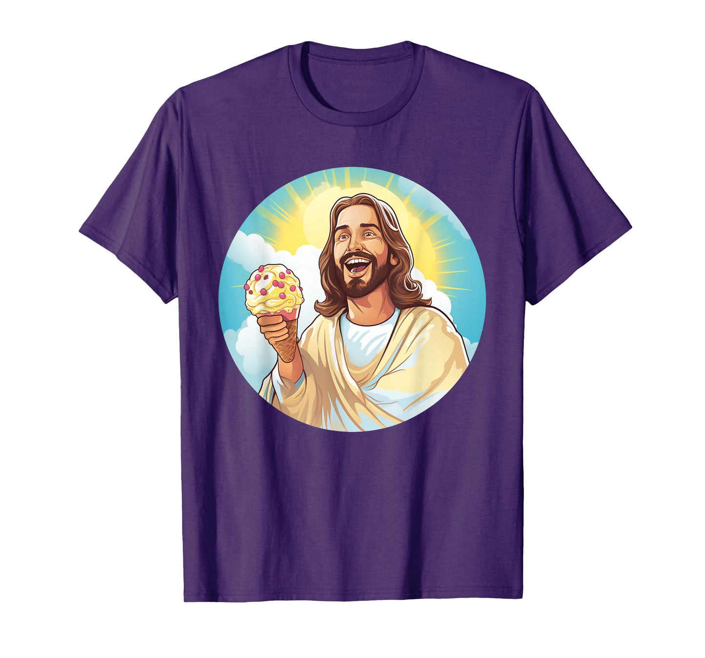Funny laughing Jesus with Ice Cream for Sweets Lovers T-Shirt for Men Women Kids