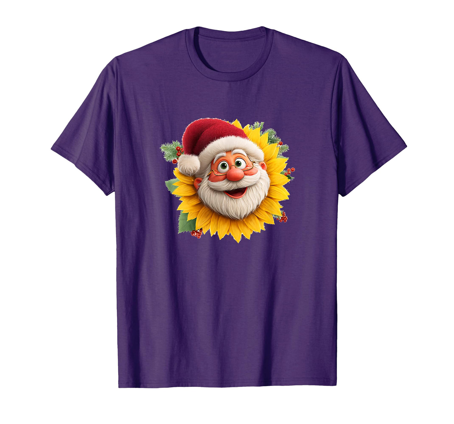 Funny Santa Claus Sunflower Costume T-Shirt