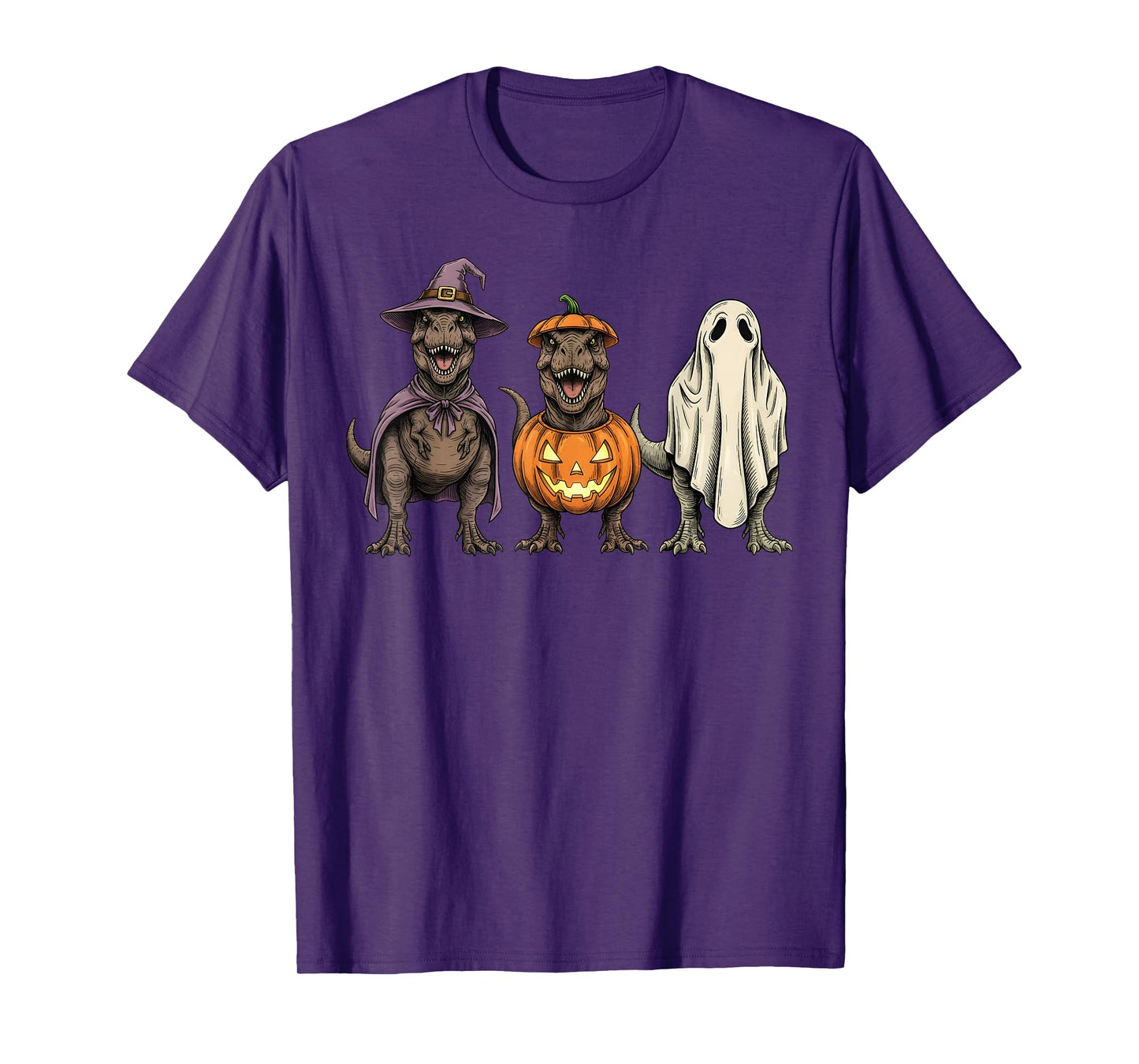 Spooky Ghost T-rex Dinosaur Lover Pumpkin Halloween T-Shirt