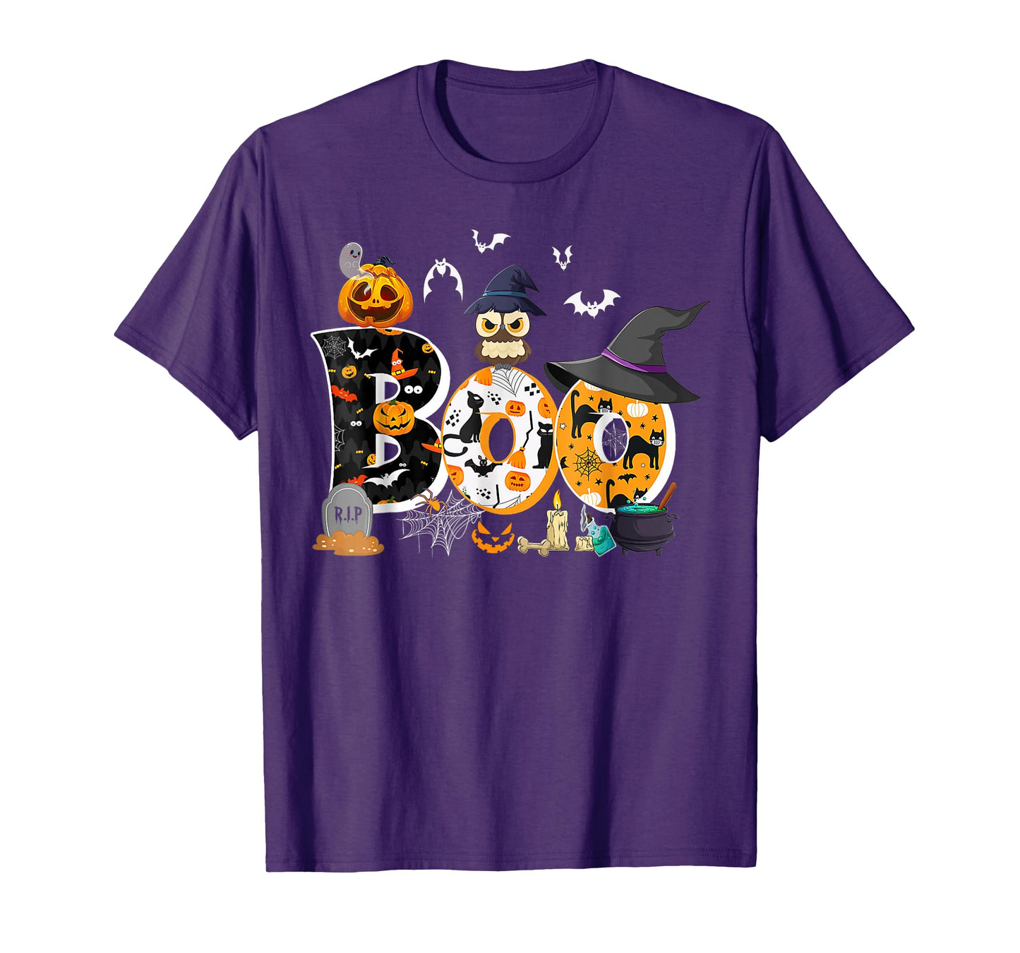 Halloween Costume Boo Owl Witch Hat Spider Pumpkin T-Shirt