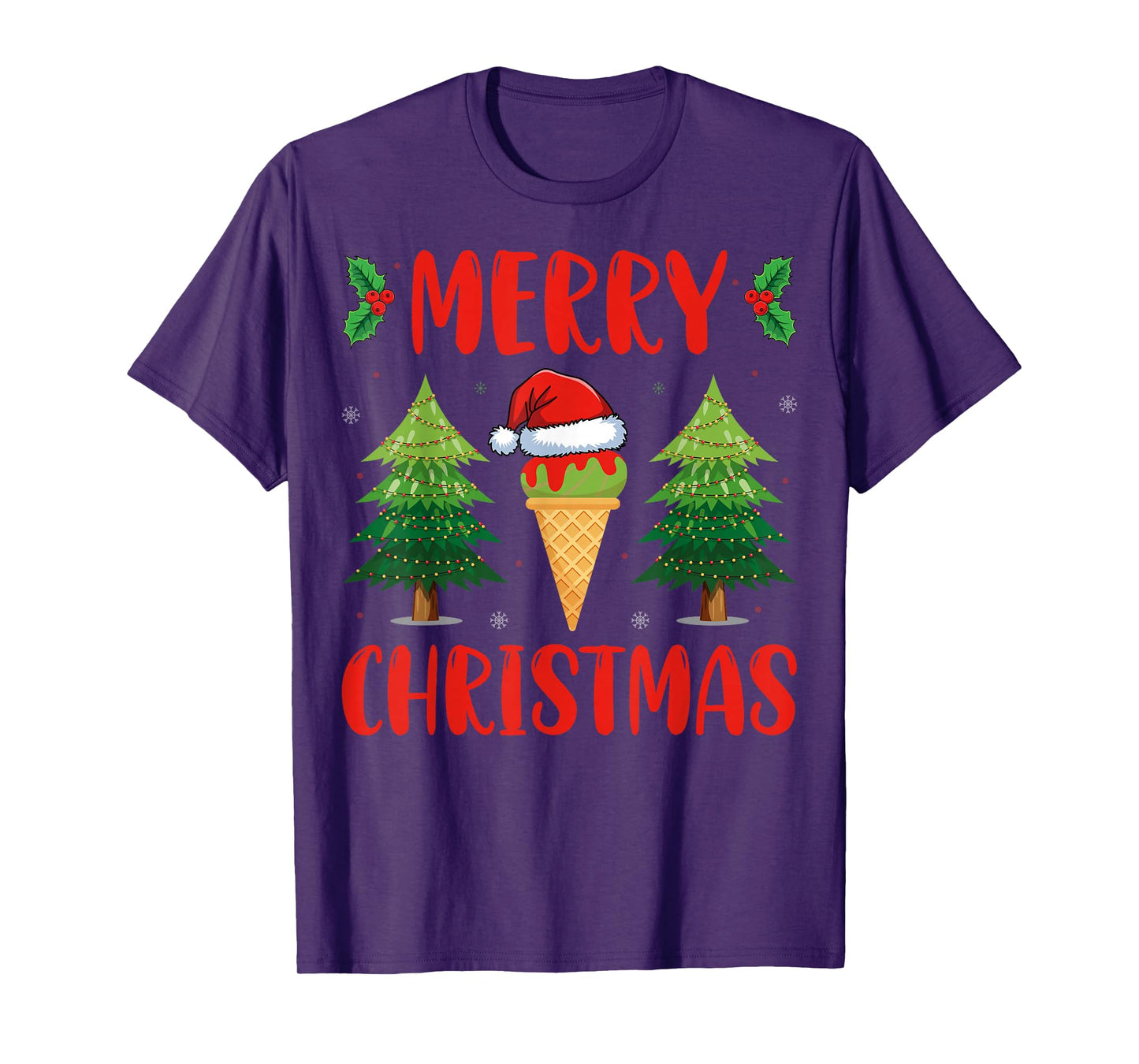 Merry Christmas Ice Cream Lover Xmas Day Santa Hat Gifts T-Shirt