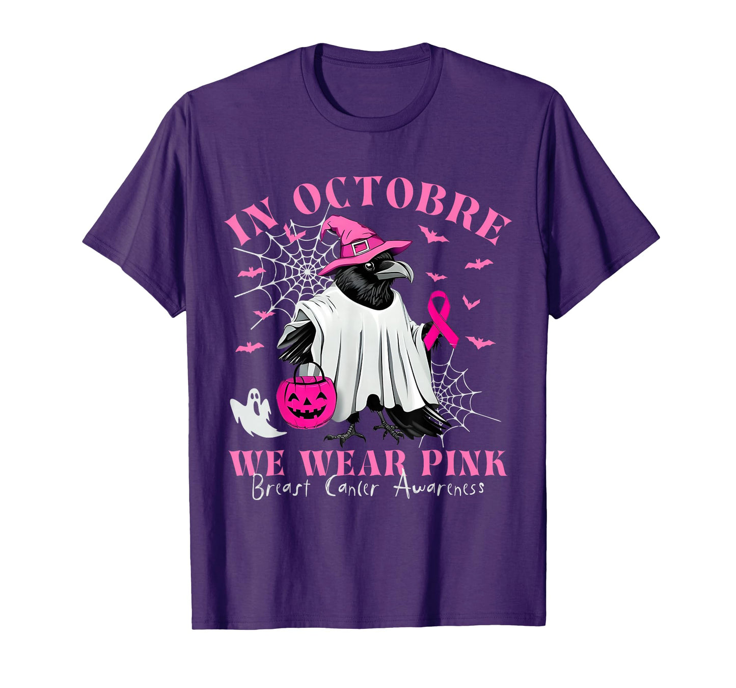 Black Crow F-Caw-F Funny Black Bird in October We Wear Pink T-Shirt