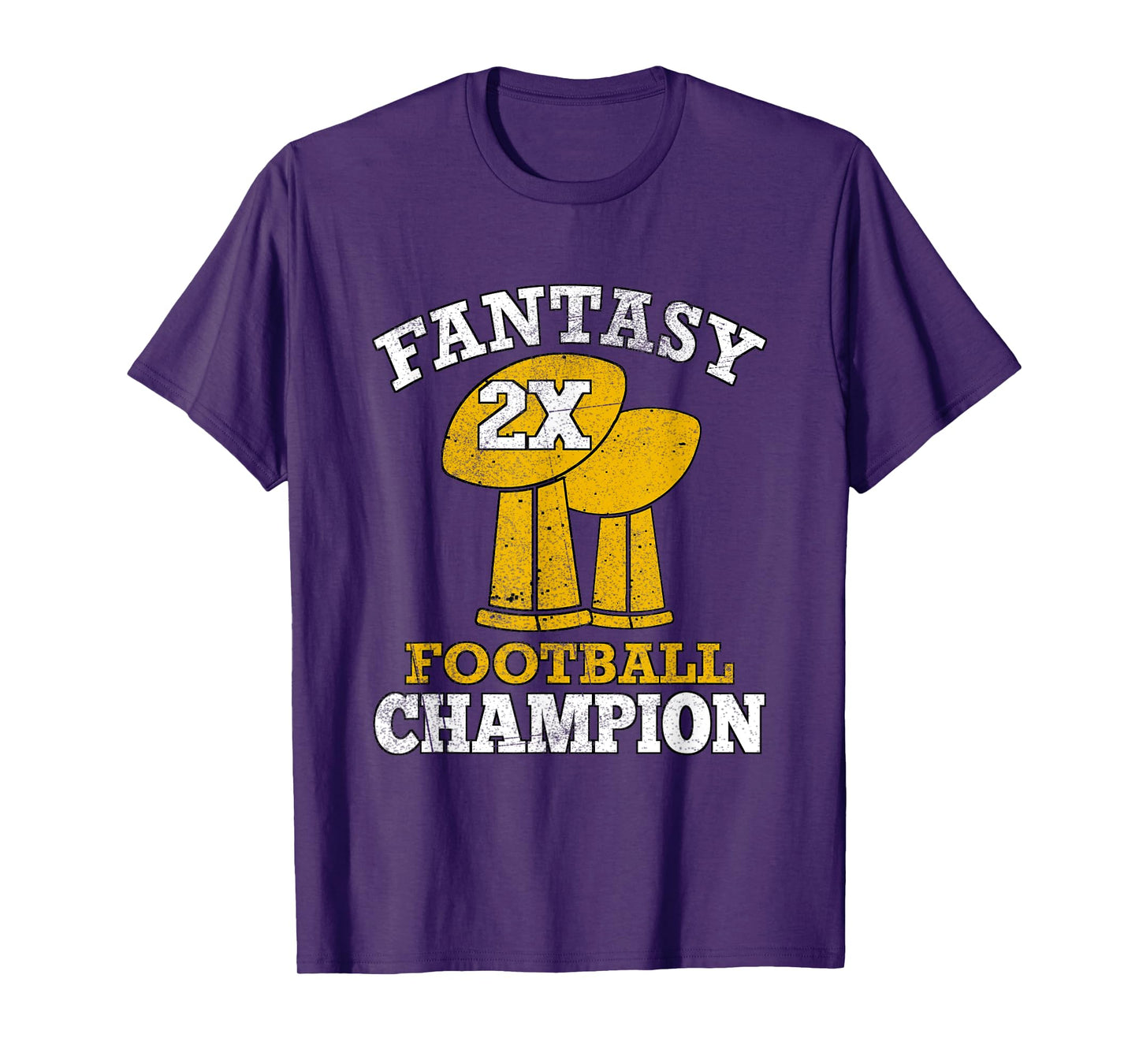 Fantasy Football 2x Champion Two Time Champ Fantasy Winner T-Shirt