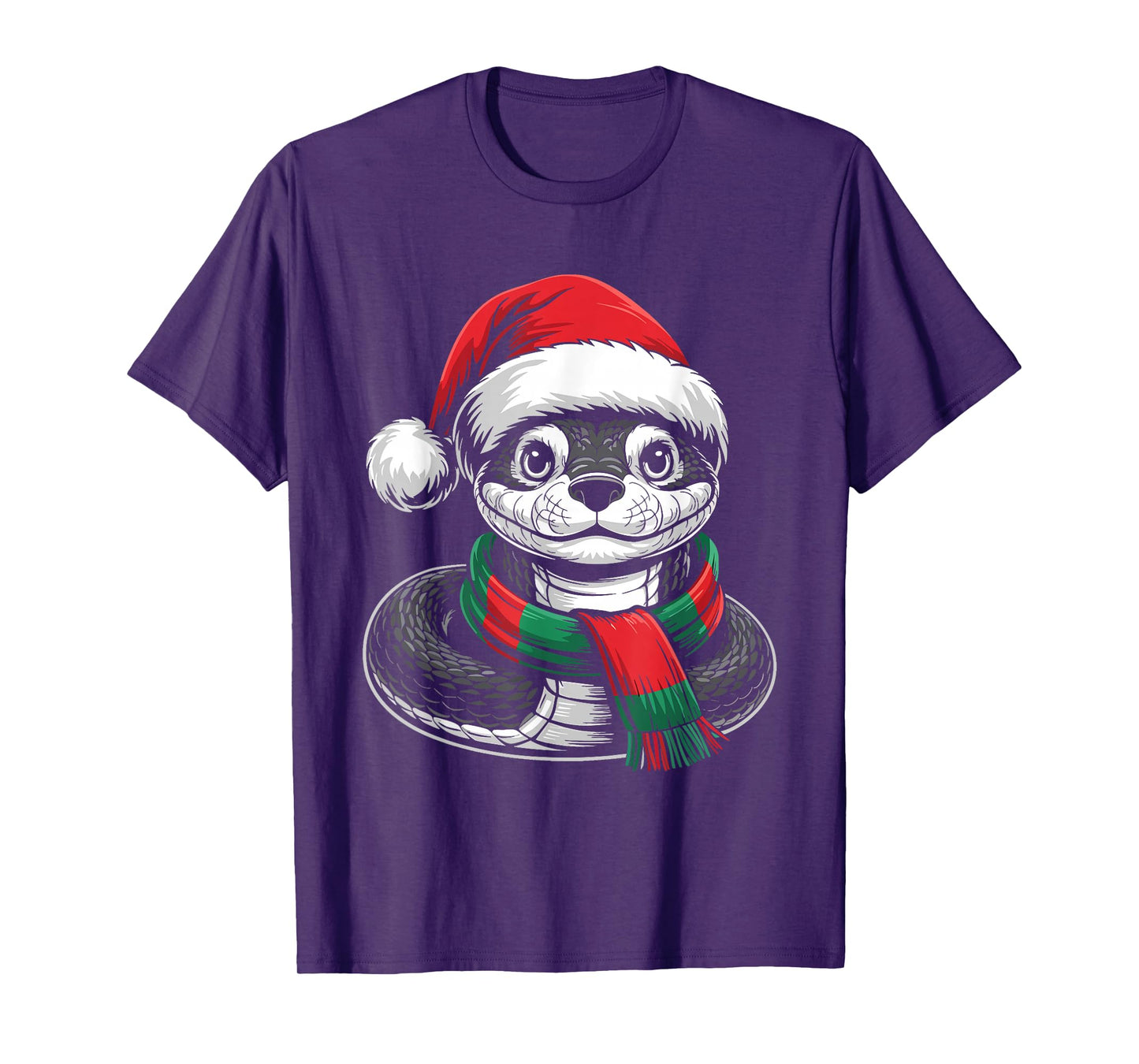 Snake Xmas Santa Hat Scarf Christmas Costume T-Shirt