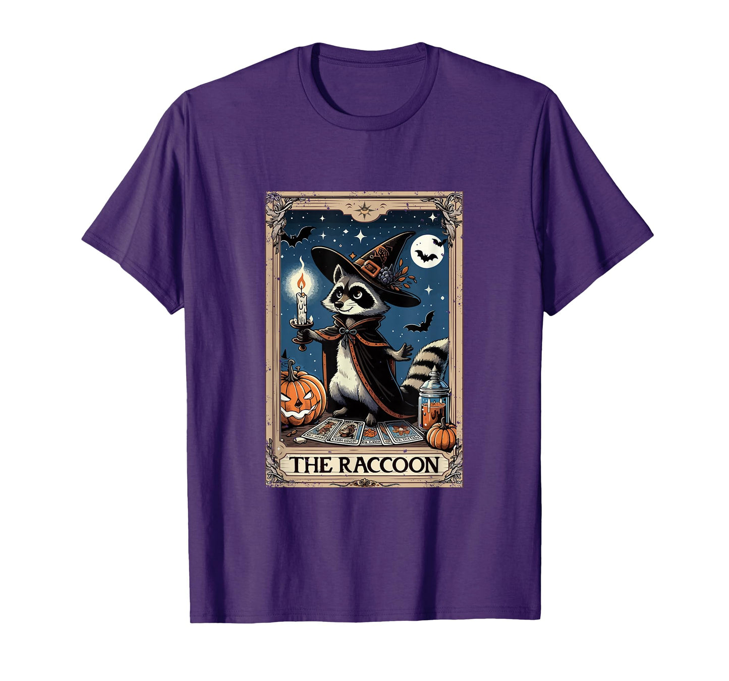 The Raccoon Halloween Witch Cute Tarot Card Lover Player T-Shirt