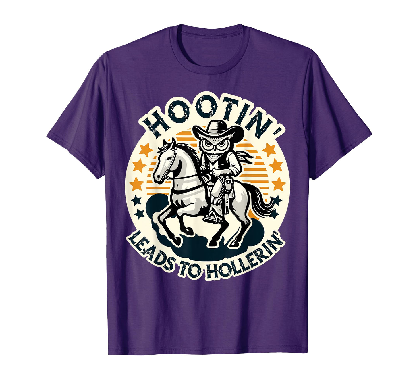 Hootin' Leads To Hollerin' Funny Country Western Owl Rider T-Shirt