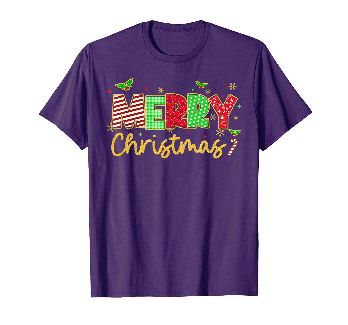 Checkered Red Merry Christmas Xmas Family Men Women Kids T-Shirt