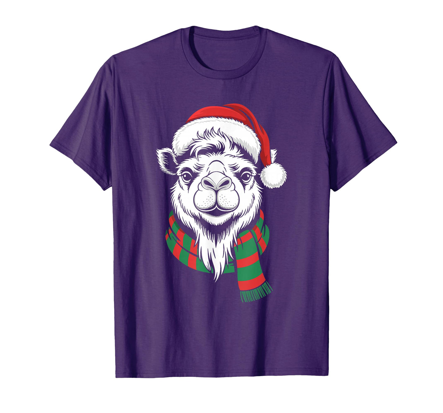 Bactrian Camel Xmas Santa Hat Scarf Christmas Costume T-Shirt