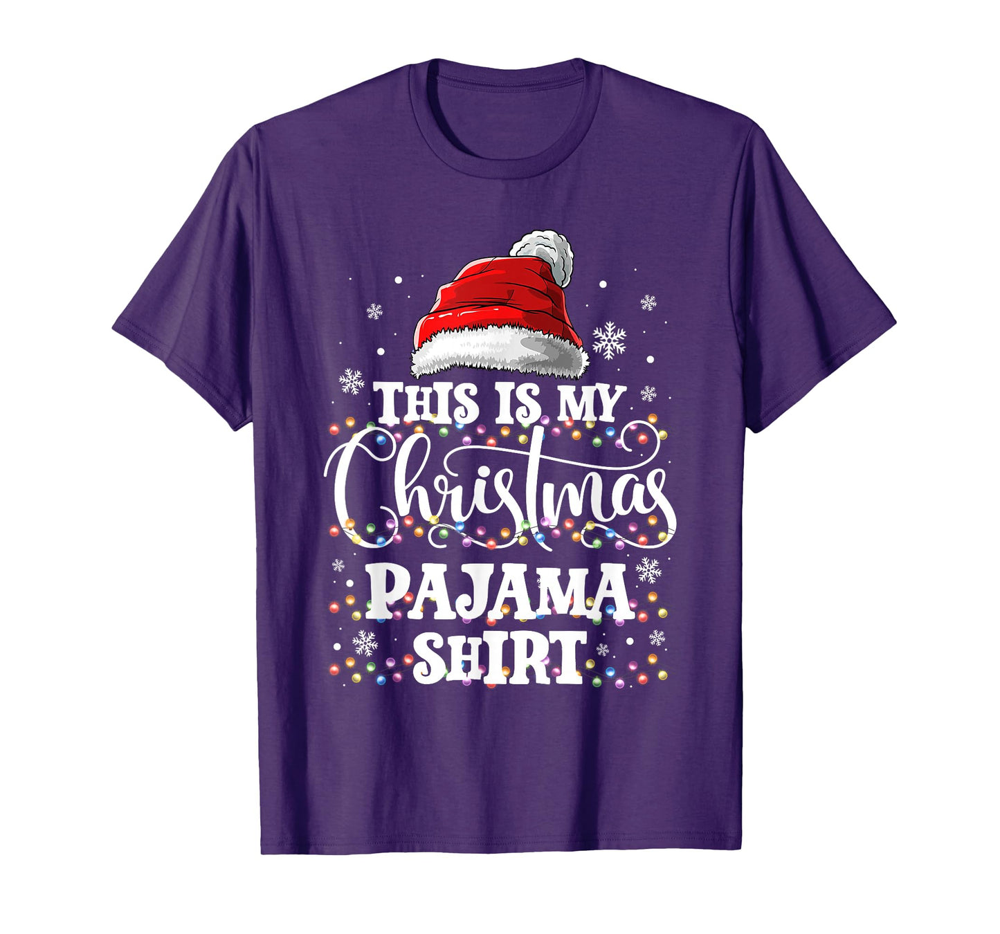 This is My Christmas Pajama Shirt Funny Santa Hat Xmas PJs T-Shirt