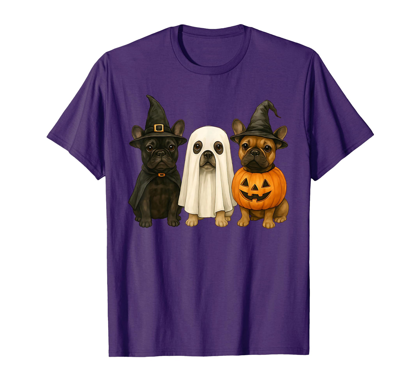 French Bulldog Halloween Frenchie Witch Ghost Pumpkin T-Shirt