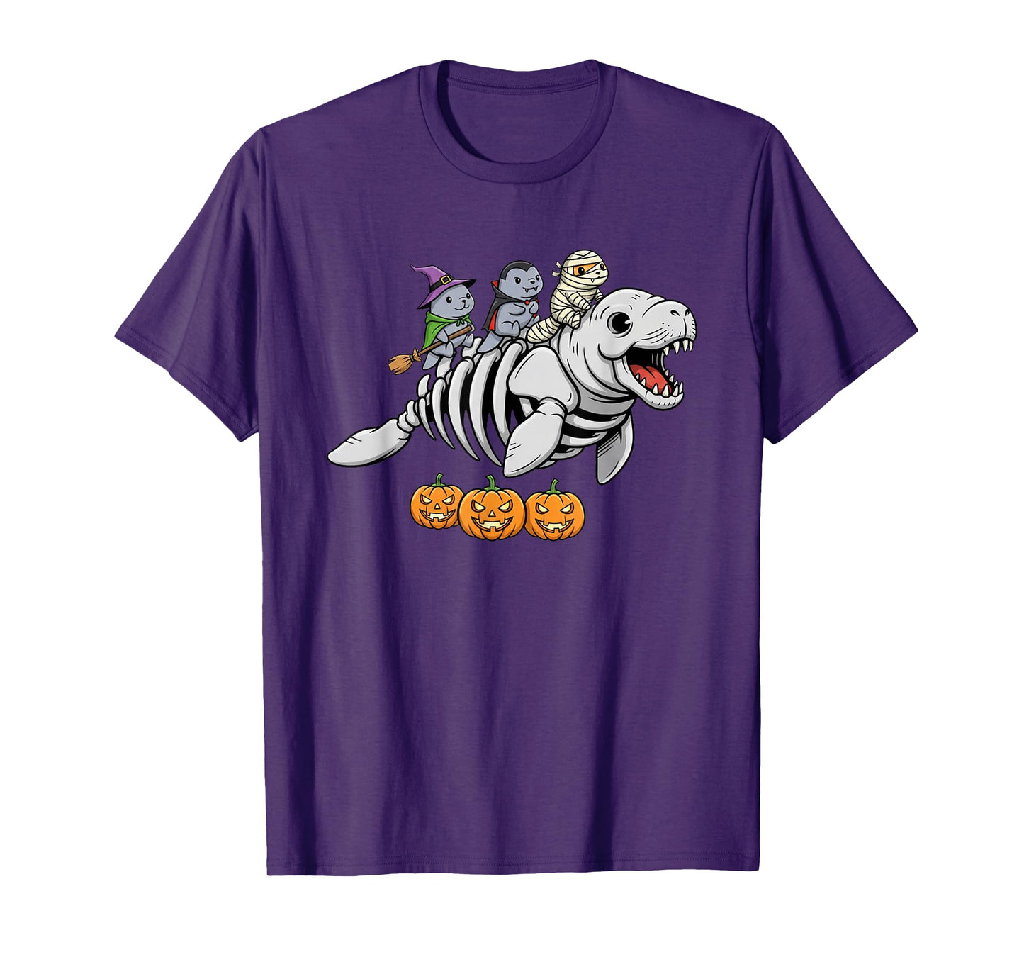 Manatee Skeleton Mummy Witch Halloween Kids Mens Womens T-Shirt