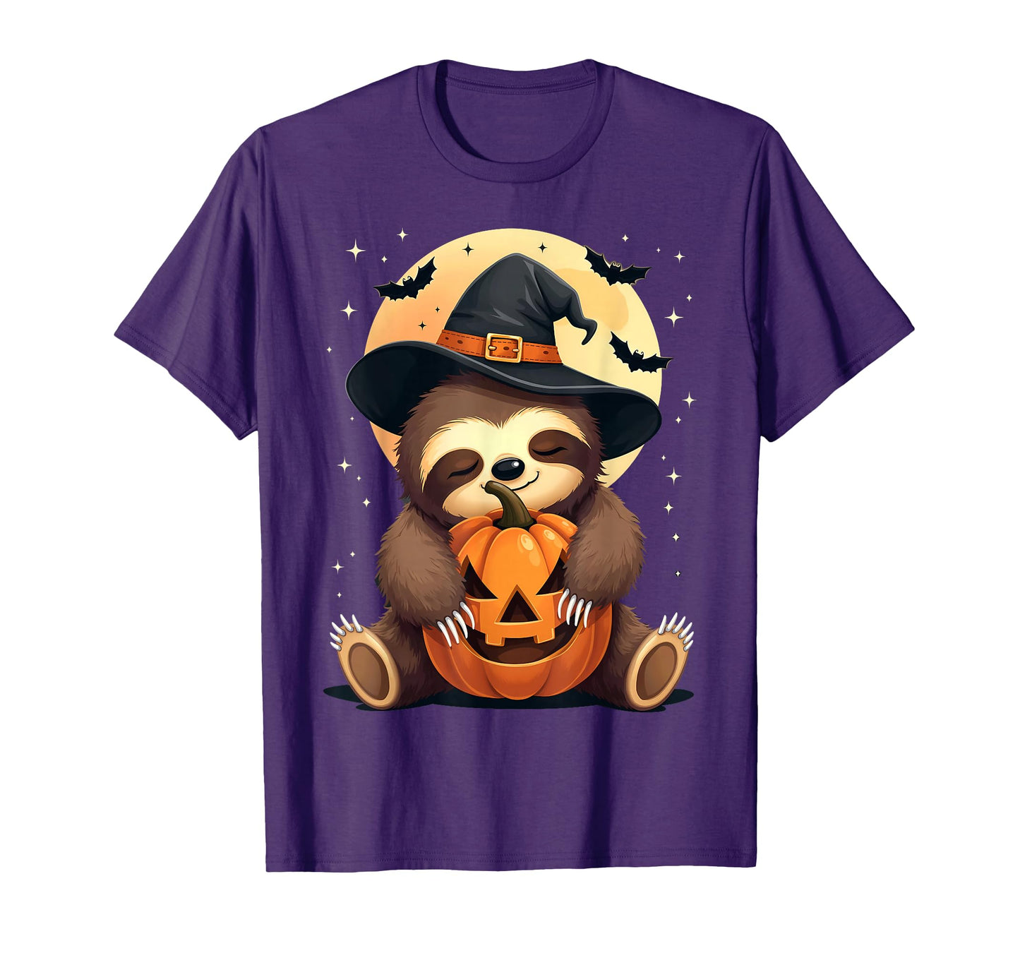 Halloween Sloth Witch Hat Pumpkin Spooky T-Shirt