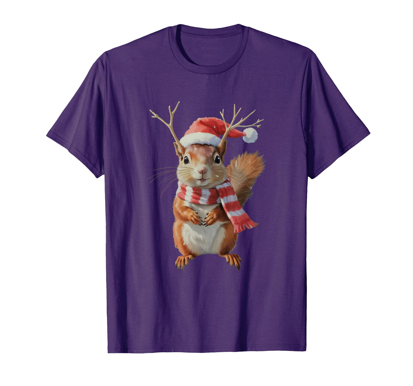 Cute Squirrel Christmas Squirrel Santa Hat Xmas Women Girls T-Shirt