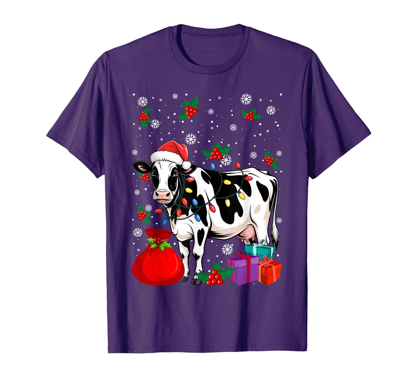Christmas Cow Farm Animal Santa Xmas Lover Farmer T-Shirt