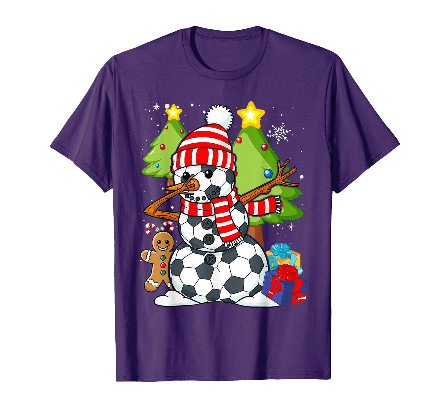 Soccer Christmas Snowman Dabbing Ball Santa Boys Girls Men T-Shirt