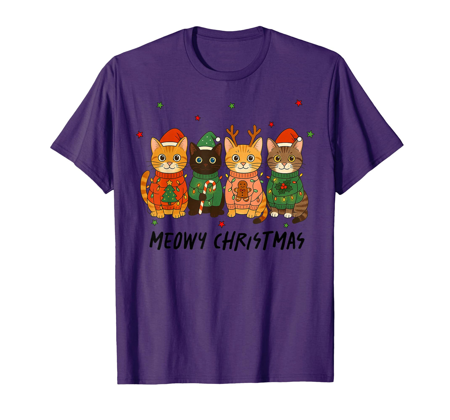 Meowy Catmas Cat Christmas Xmas Girls Boys Family Pajamas T-Shirt
